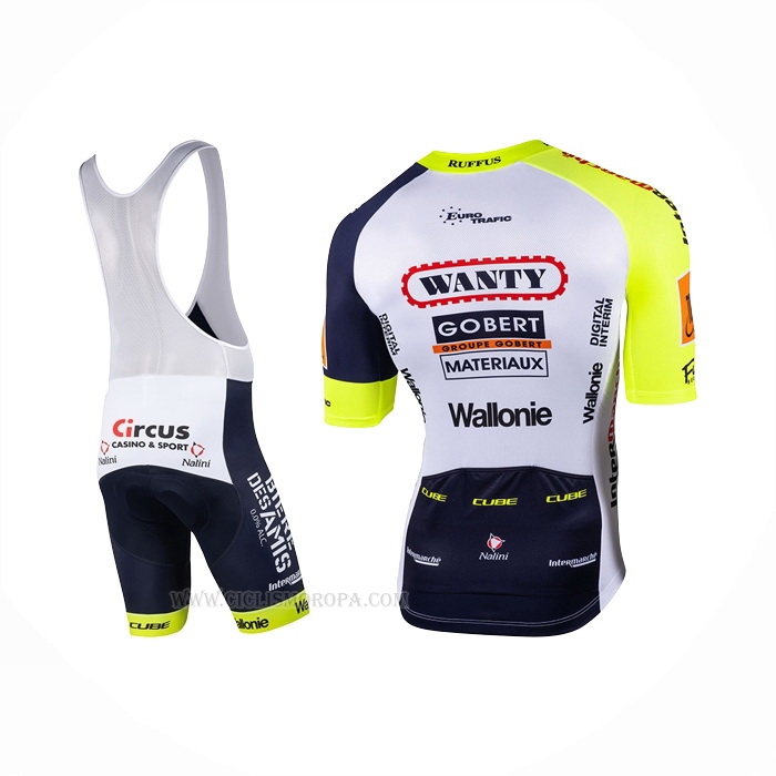 2022 Ropa Ciclismo Wanty-Gobert Cycling Team Blanco Azul Mangas Corta y Culotte Corto